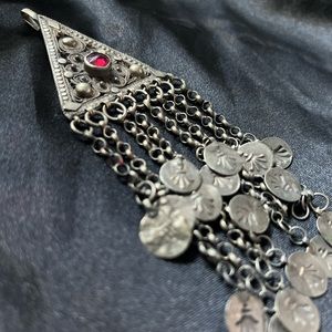 Beautiful bohemian styled necklace with red stone